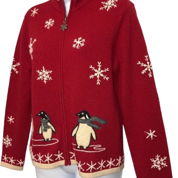NWOT Statements by Danielle Penguin Holiday Sweater Size Large - VINTAGE - Picture 4 of 9